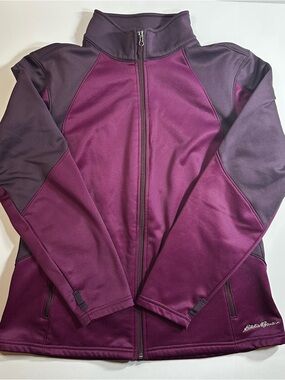 Eddie Bauer Fleece Lined Full Zip Jacket Fuchsia Dk Purple Women's Size Large
